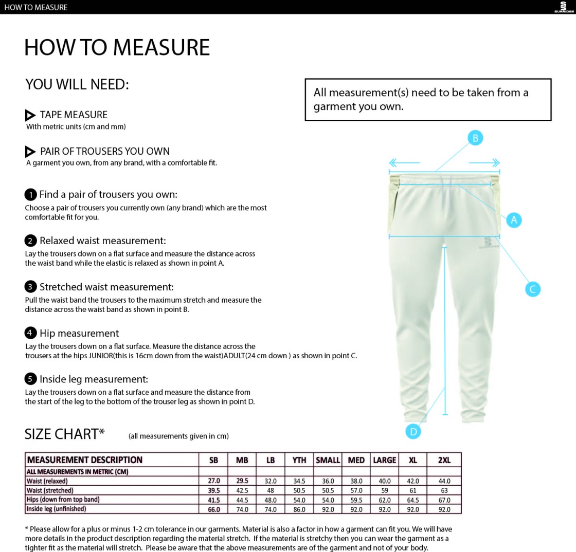 Risley CC - Blade Playing Pants - Size Guide