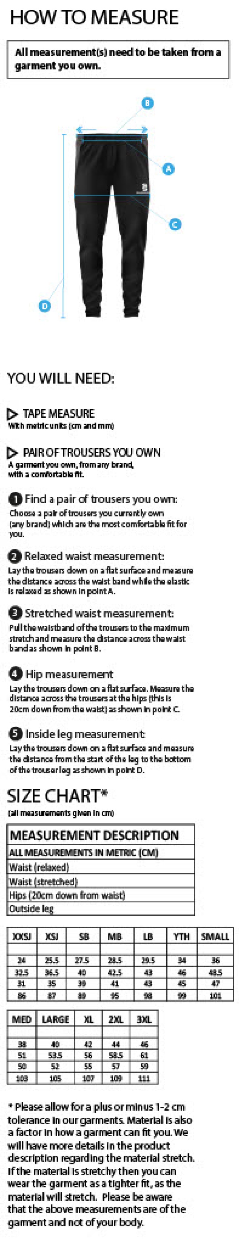 Risley CC - Dual Skinny Pant - Size Guide