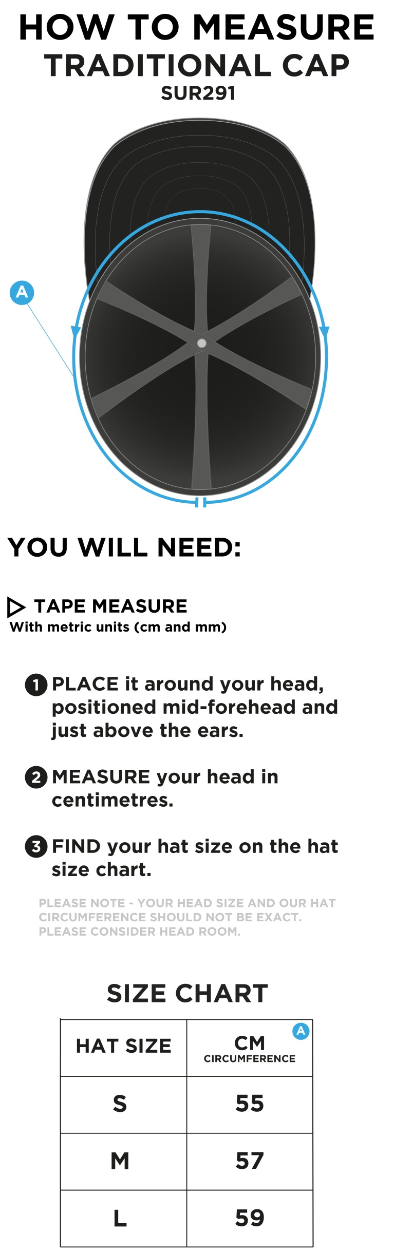 Risley CC - English Playing Cap - Size Guide