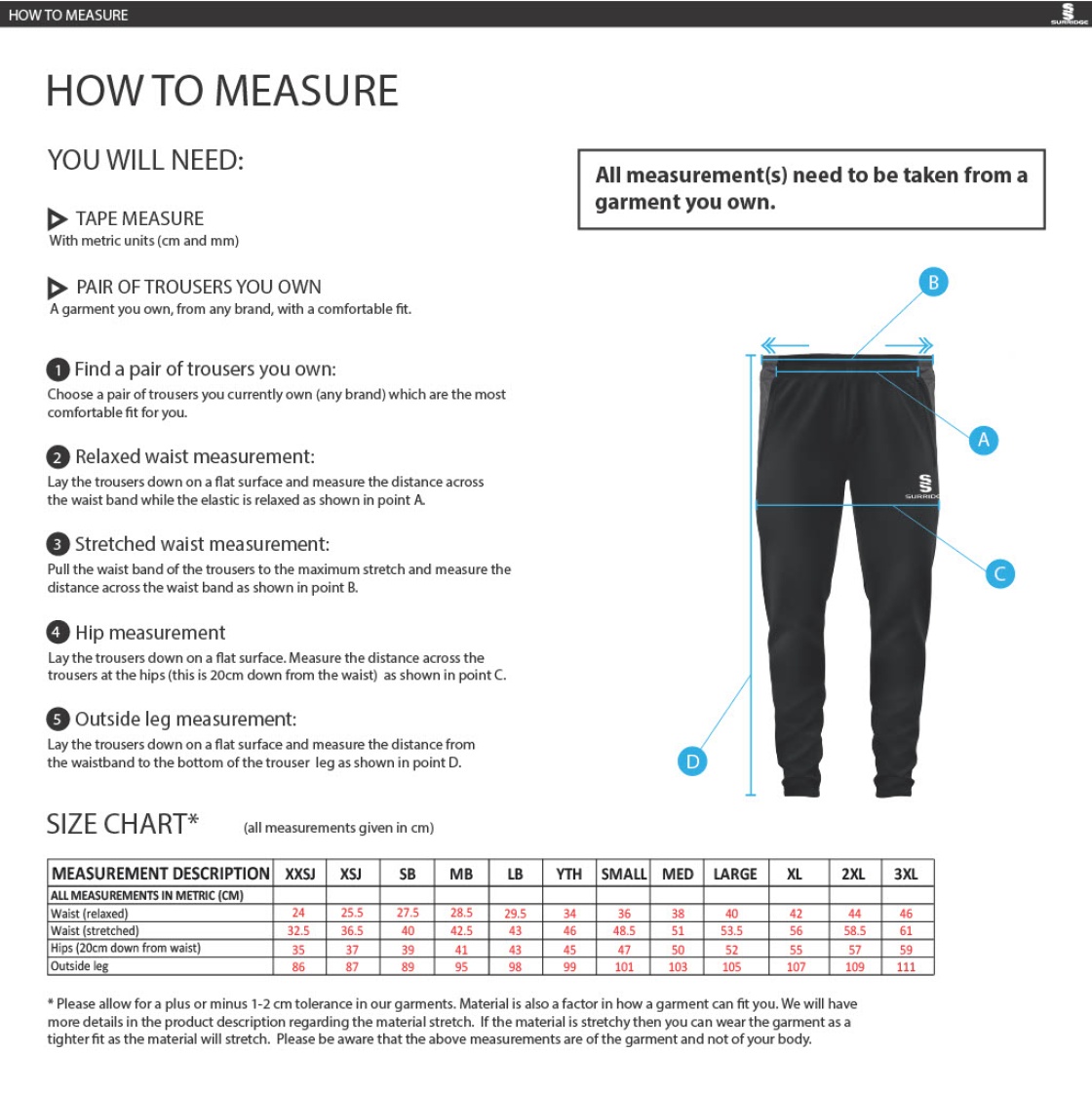 Risley CC - Dual Skinny Pant - Size Guide