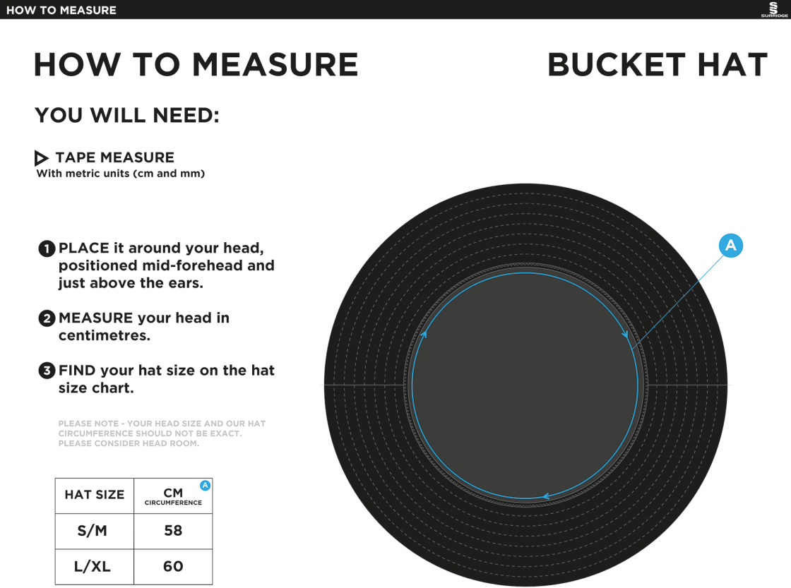 RISLEY CC Dual Bucket Hat - Navy - Size Guide